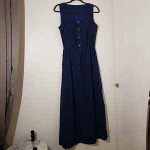 NEW Women's long Sleeveless polo Dress Maxi Size Small  Blue Black S Geometric